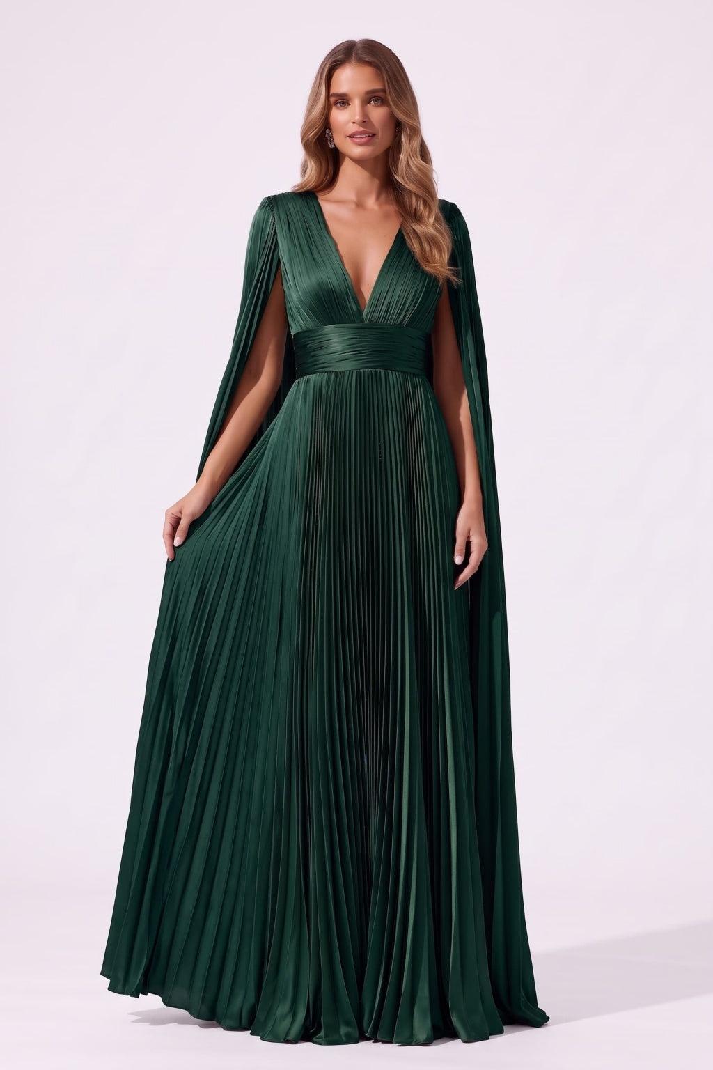 A-Line Floor Length Acetate Satin Special Occasion Dress CS1101 - Hunter Green - COCOMELODY
